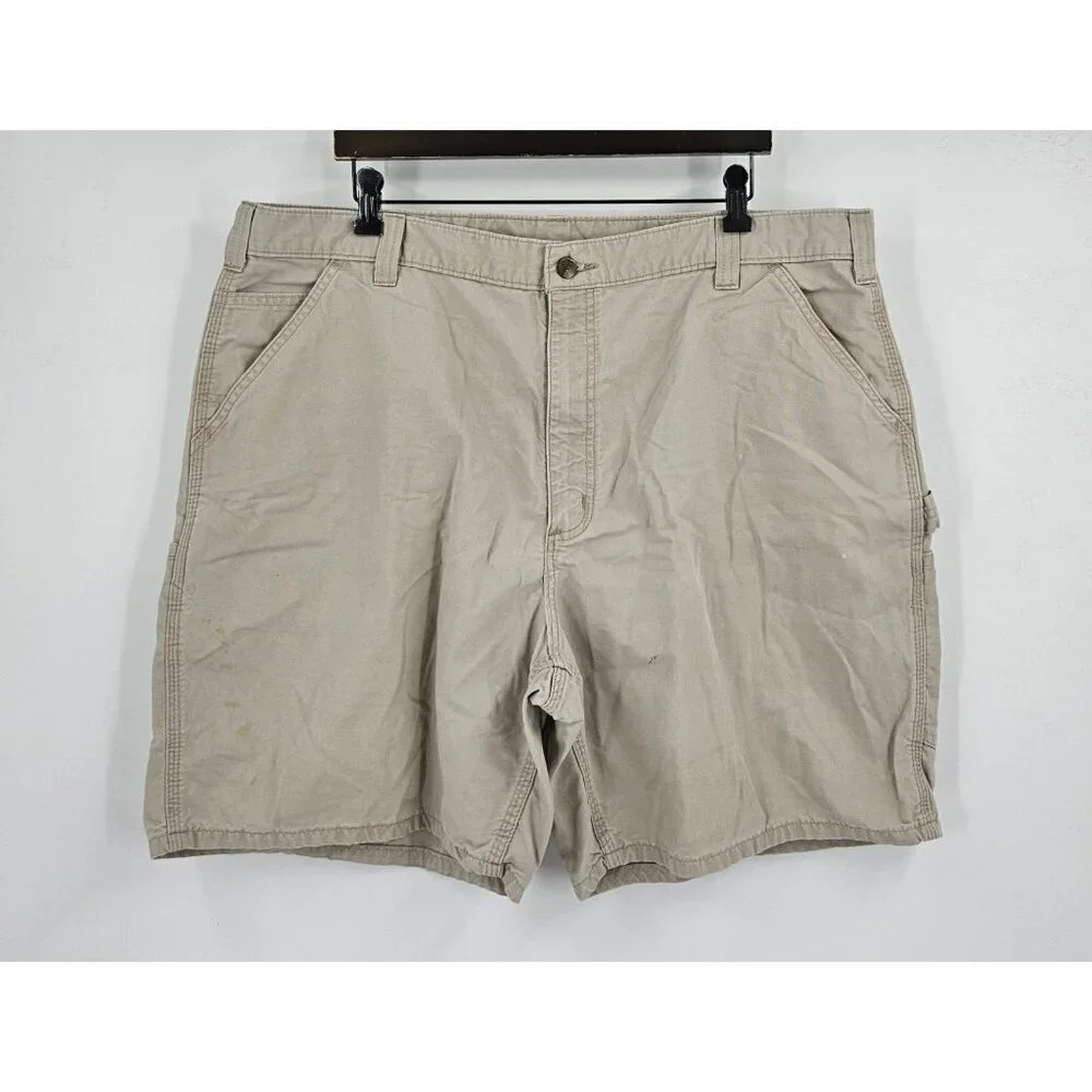 Carhartt Original Fit Mens Sz 42 Beige Carpenter Shorts Back Pocket Logo